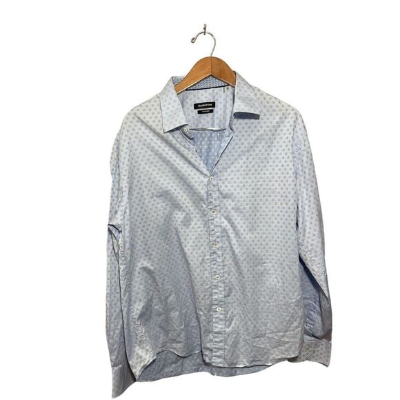 Bugatchi Shaped Fit Flip Cuff Shirt Men’s XL‎ Long Sleeve Buttons Floral Blue - Picture 1 of 6